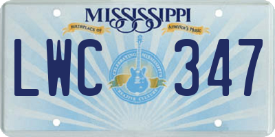 MS license plate LWC347