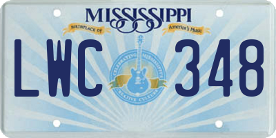 MS license plate LWC348