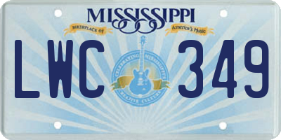 MS license plate LWC349