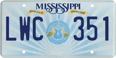 MS license plate LWC351