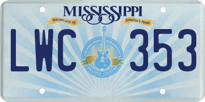 MS license plate LWC353
