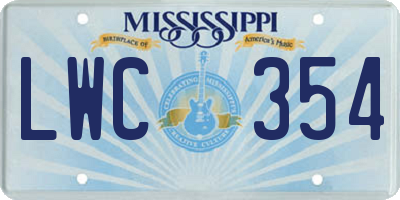MS license plate LWC354
