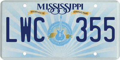 MS license plate LWC355