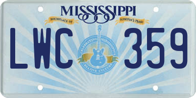 MS license plate LWC359