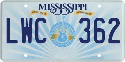 MS license plate LWC362
