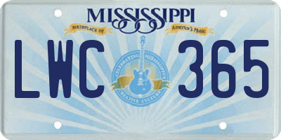 MS license plate LWC365