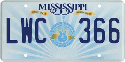 MS license plate LWC366