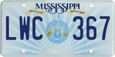 MS license plate LWC367