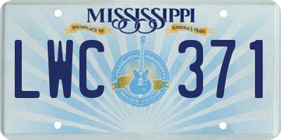 MS license plate LWC371