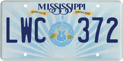 MS license plate LWC372