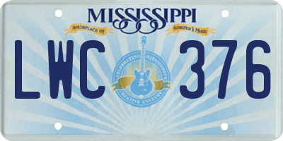 MS license plate LWC376