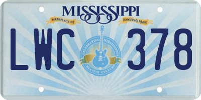 MS license plate LWC378