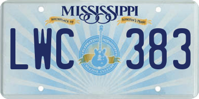 MS license plate LWC383