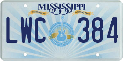MS license plate LWC384