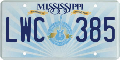 MS license plate LWC385