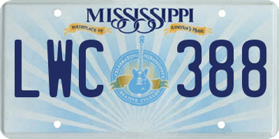 MS license plate LWC388
