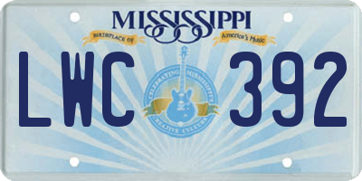 MS license plate LWC392