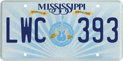 MS license plate LWC393