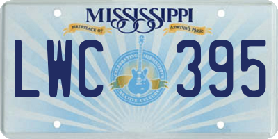 MS license plate LWC395