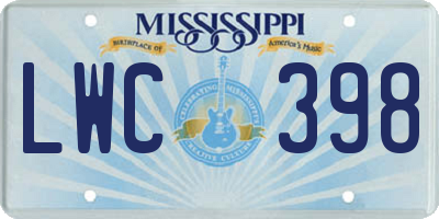MS license plate LWC398