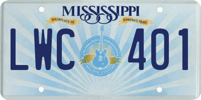 MS license plate LWC401