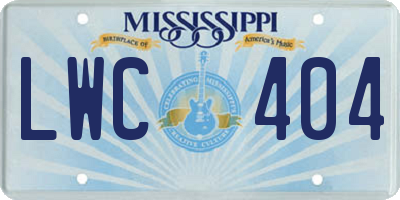 MS license plate LWC404