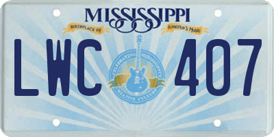 MS license plate LWC407