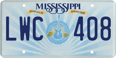 MS license plate LWC408