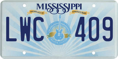 MS license plate LWC409