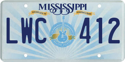MS license plate LWC412