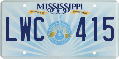 MS license plate LWC415