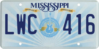 MS license plate LWC416