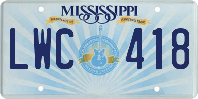 MS license plate LWC418