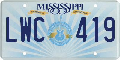 MS license plate LWC419