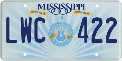 MS license plate LWC422