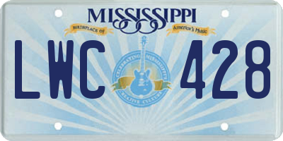 MS license plate LWC428