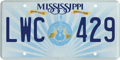 MS license plate LWC429