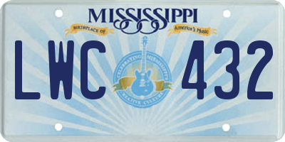 MS license plate LWC432