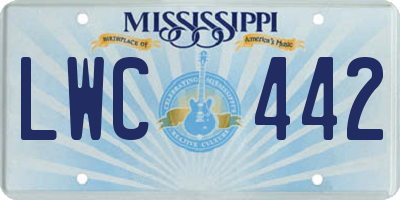 MS license plate LWC442