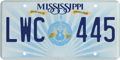 MS license plate LWC445