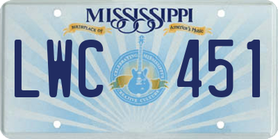 MS license plate LWC451