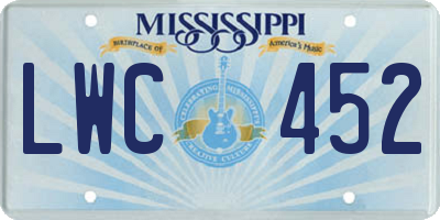 MS license plate LWC452