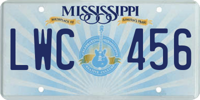 MS license plate LWC456
