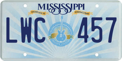 MS license plate LWC457