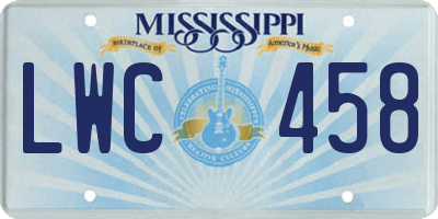 MS license plate LWC458