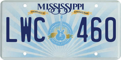 MS license plate LWC460