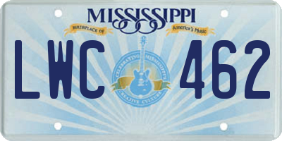 MS license plate LWC462