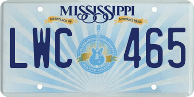 MS license plate LWC465