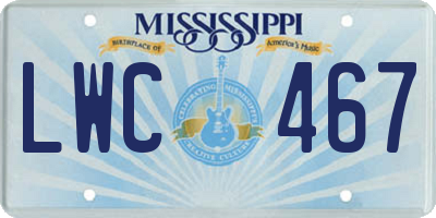 MS license plate LWC467