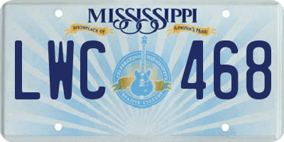 MS license plate LWC468